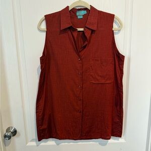 Vintage 80s ALBUM BY KENZO  Sleeveless Cotton Button Down Shirt